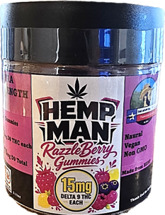 Hemp Man RazzleBerry Gummies 15mg D9 THC